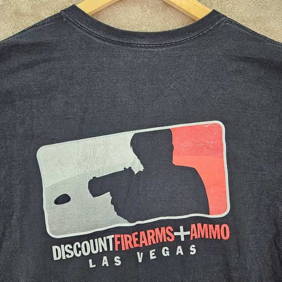 Discount Firearms + Ammo Mens T-Shirt Size M Black Las Vegas Logo Short Sleeve - Picture 6 of 10